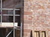 Sandstone quoins being cut in the workshop