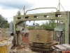 Sawing a block of sandstone on the workshop saw