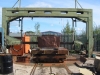 Stone saw cutting buff sandstone