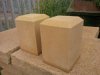 Sandstone staddle stones on site before installation