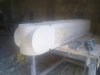 Sandstone gatepost taking shape in the workshop