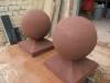 Sandstone ball finial on the workshop bench