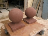 Marking out a sandstone ball finial